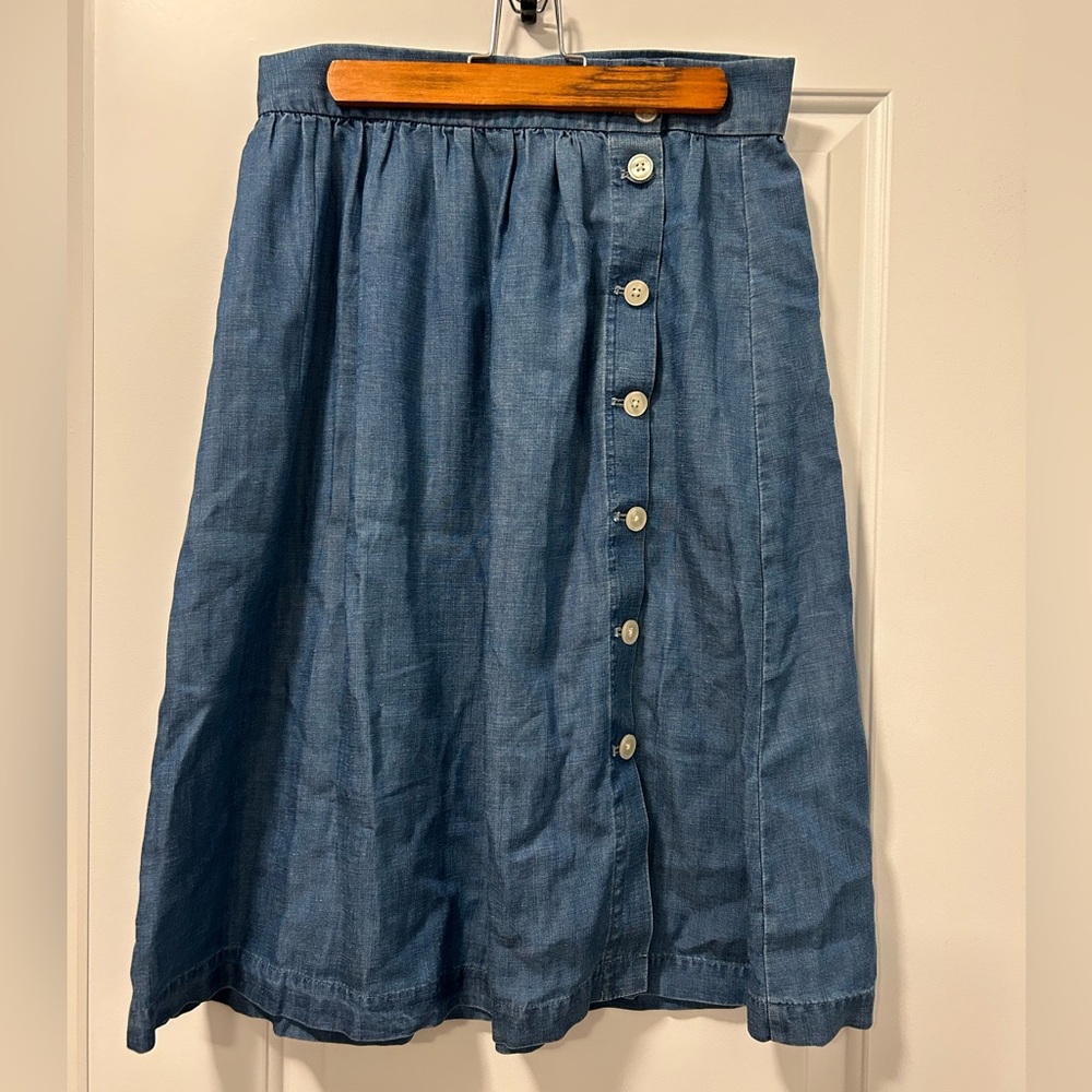 Loft Midi Chambray Button Skirt